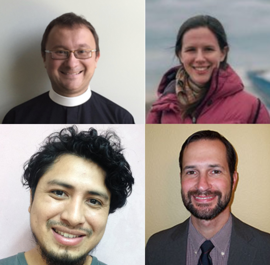 Clockwise from top left: Dr. Kazimierz Bem, image via EWST Educational Center; Morgan Crago, via BU School of Theology; Ezer Roboam May May, via CIESAS; and Dr. Nicholas Pruitt, via Eastern Nazarene College.