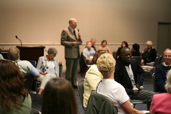 Cliff Kirkpatrick, co-moderator of the Special Committee on the Confession of Belhar addresses attendees during the Riverside Conversations