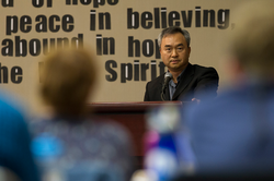 David Won addresses the Mid Council Issues Committee at the 221st General Assembly (2014) in Detroit, MI on Monday, June 16, 2014.