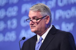 Dan Ponder, moderator of Committee 9, Social justice Issues, addressed plenary VII during the 221st General Assembly (2014) of the PC(USA) in Detroit, MI on Thursday, June 19, 2014. 