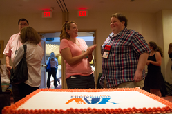 Allison Wood and Jeff Noles attend the Young Adult Volunteer 20th Anniversary Reception at the 221st General Assembly in Detroit, MI on Sunday, June 15, 2014. Allison served in Tucson from 2010-2011, and Jeff served in Nashville from 2006-2007