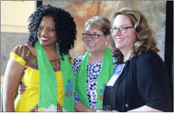 Co-Moderators Denise Anderson and Jan Edmiston pose with a guest at the Moderators’ reception. 