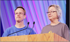 Linda Lee and Todd Wright deliver the BoP, PILP, PPC and Foundation report during plenary.