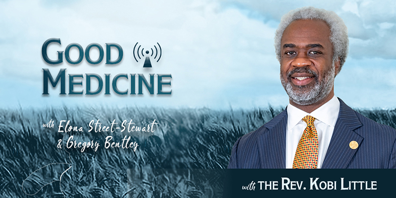 Good Medicine Logo with image of the Rev. Kobi Little