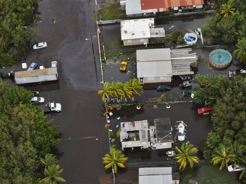 An aircrew from Coast Guard Air Station Borinquen conduct an overflight of Puerto Rico in the aftermath of Hurricane Fiona.. Photo Courtesy of the U.S. Coast Guard.