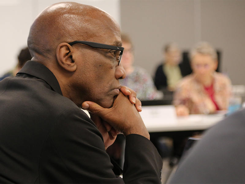 The Rev. Dr. J. Herbert Nelson, Stated Clerk of the General Assembly, participates in the COGA meeting on September 22, 2022. Photo by Randy Hobson.