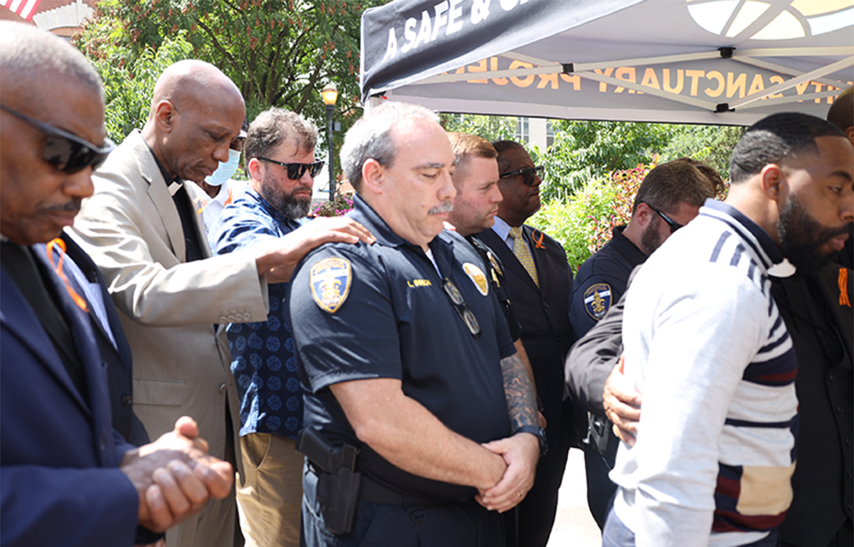 The Rev. Dr. J. Herbert Nelson, II participated “Prayers Across Louisville” with local faith leaders and the city’s mayor. Photo by the City of Louisville. 