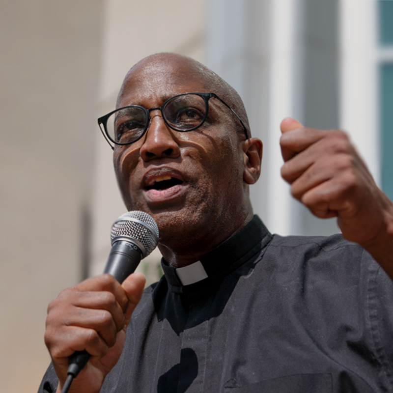 Stated Clerk J. Herbert Nelson speaks at a Public Witness event at the 223rd General Assembly in St. Louis. Vision for the 21st Century Church.