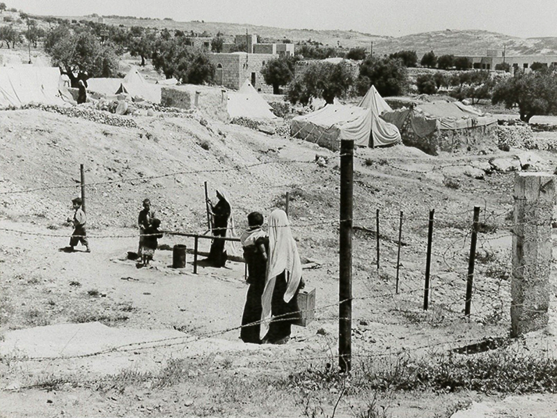 Refugee camp, 1958, likely Bayt Jibrin. From Church World Service records at PHS.