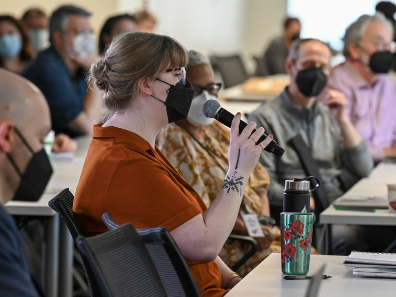 Kate Trigger Duffert, manager of GA Business and Per Capital in the Office of the General Assembly, answered a question from the audience. 