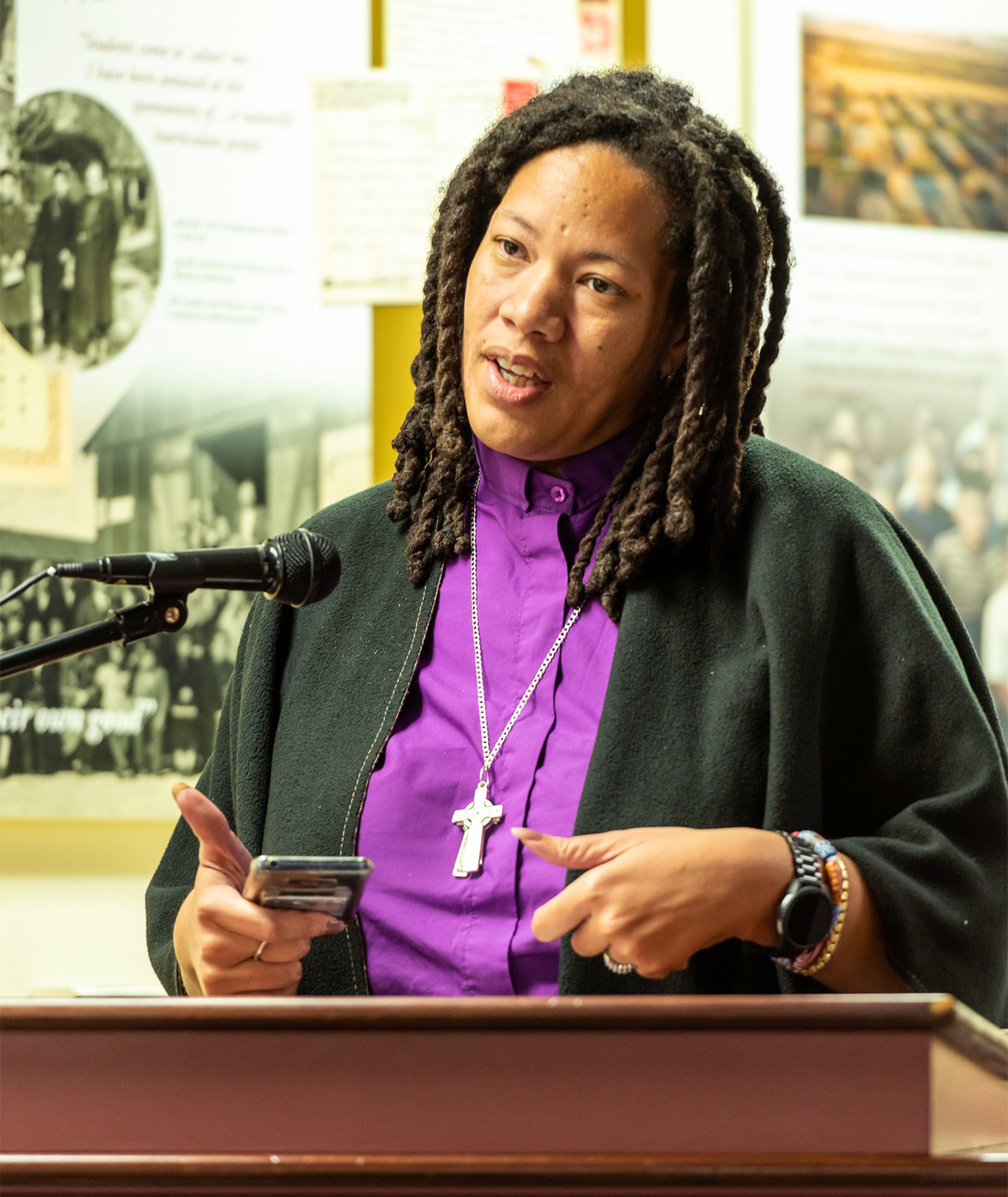 Shavon Starling-Louis preparing to give the closing prayer. Photo by Martin Heimann. 