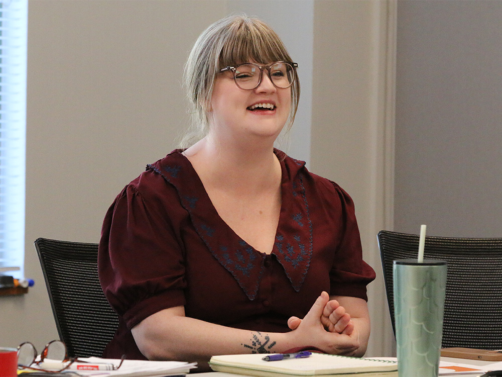 Kate Trigger Duffert, manager of GA Business & Per Capita, updates COGA on planning for the 226th General Assembly. Photo by Rick Jones. 