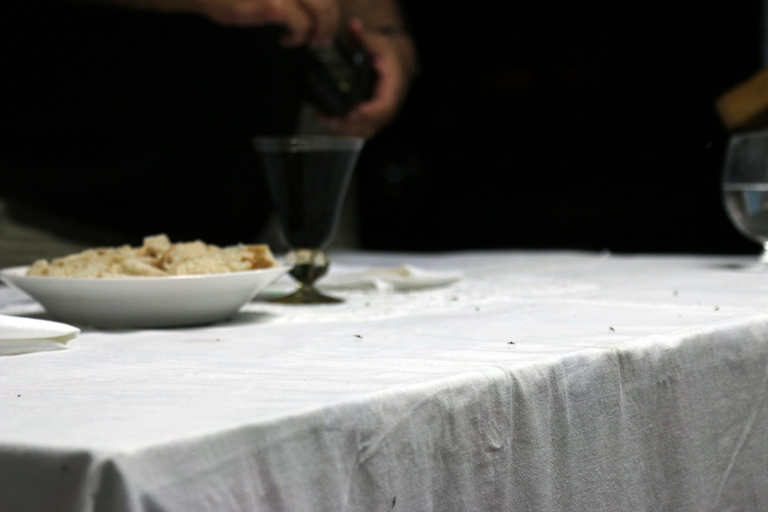  Mosquitoes, presumably Presbyterian, prepare for communion at the Presbyterian Mission at Manati. - Photo by Randy Hobson