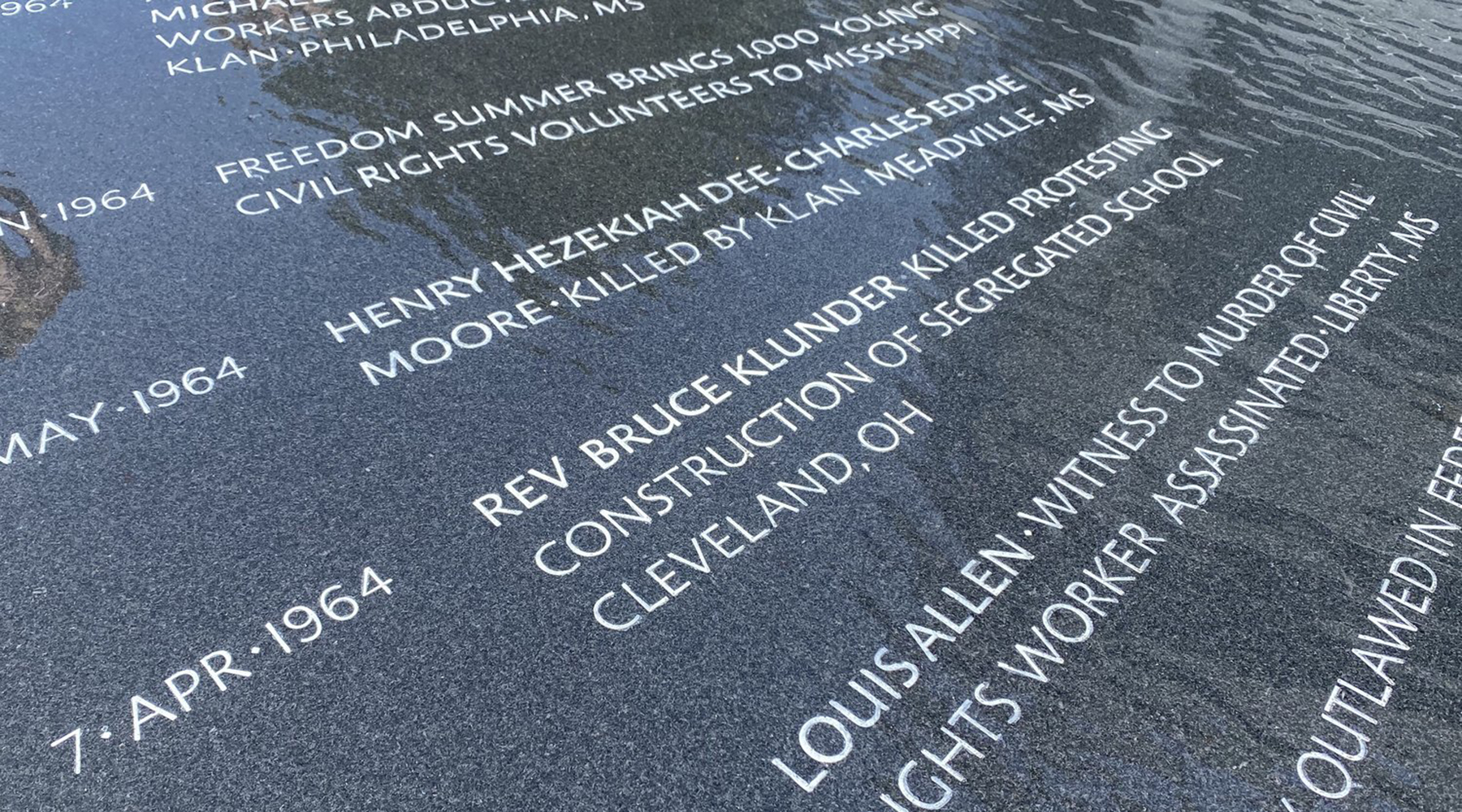 Image of Klunder’s name on the Montgomery Civil Rights Memorial, courtesy of Teaching Cleveland.