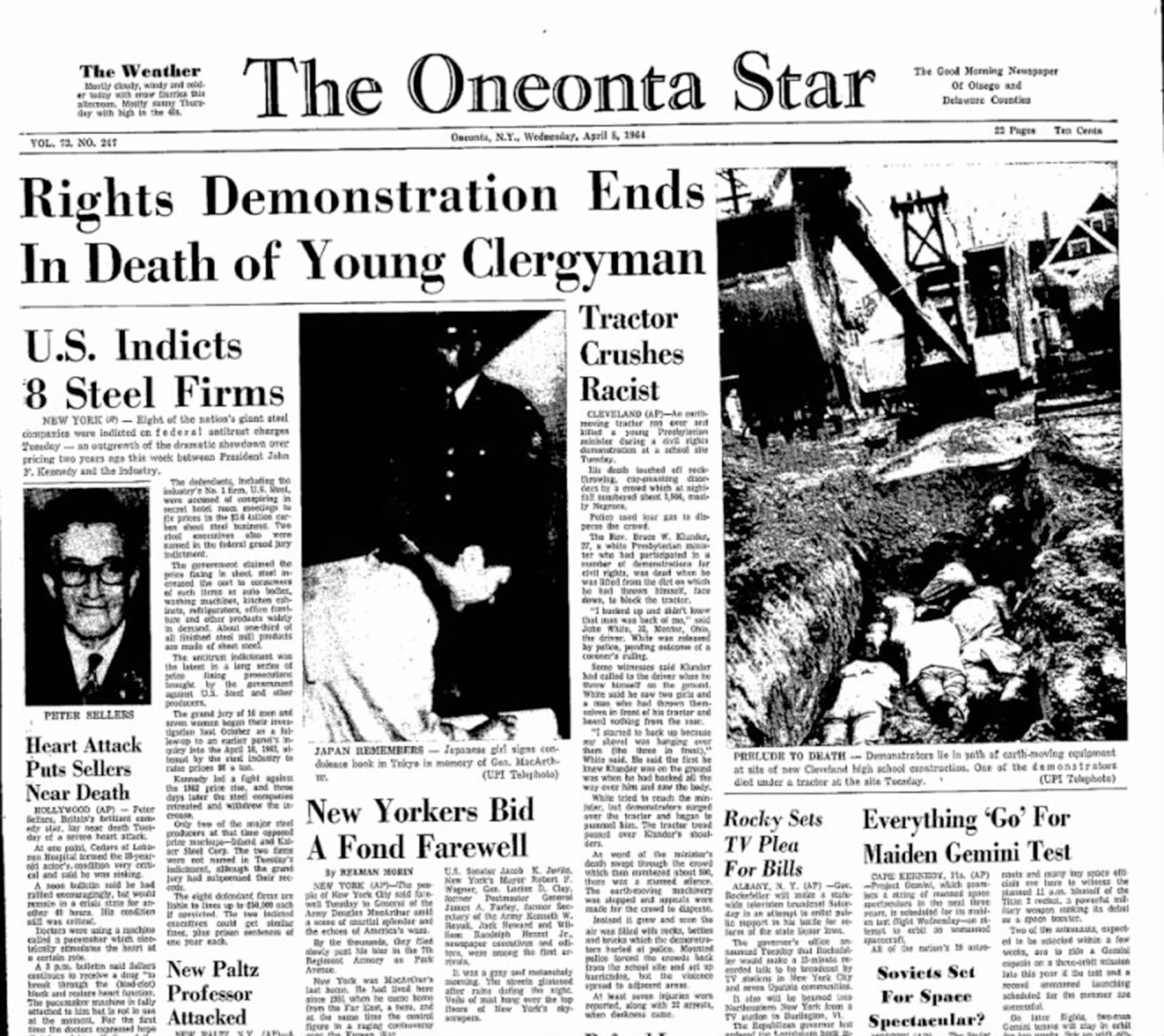 The Oneonta Star (NY), April 8, 1964 edition, courtesy of Newspapers.com.