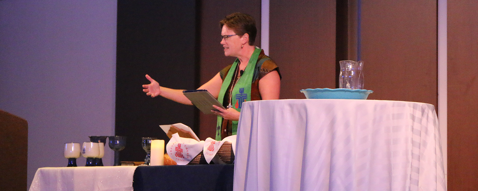 he Rev. Cindy Kohlmann, co-moderator of the 223rd General Assembly, preached during the gathering. Photo by Rick Jones