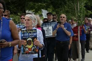 Members of the Presbytery of Northern New England and volunteers for the Presbyterian Disaster Assistance participate in a prayer vigil outside of the Norris Cotton Federal Building where immigrants report to ICE. 