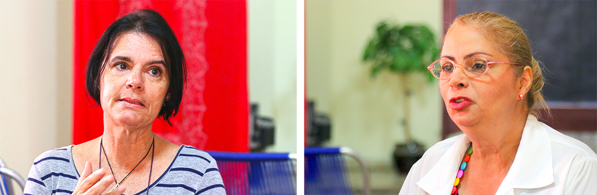 Martha Rodriguez Cabezas (left) balances her faith and profession at First Presbyterian Church, Havana. Myriam Álvarez (right) has been serving the people of Havana as a psychologist since 1999. (Photo by Randy Hobson)