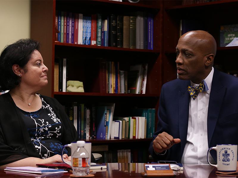 Rev. Kassab met with the Reverend Dr. J. Herbert Nelson, II, Stated Clerk of the General Assembly of the PC(USA). Photo by Randy Hobson.