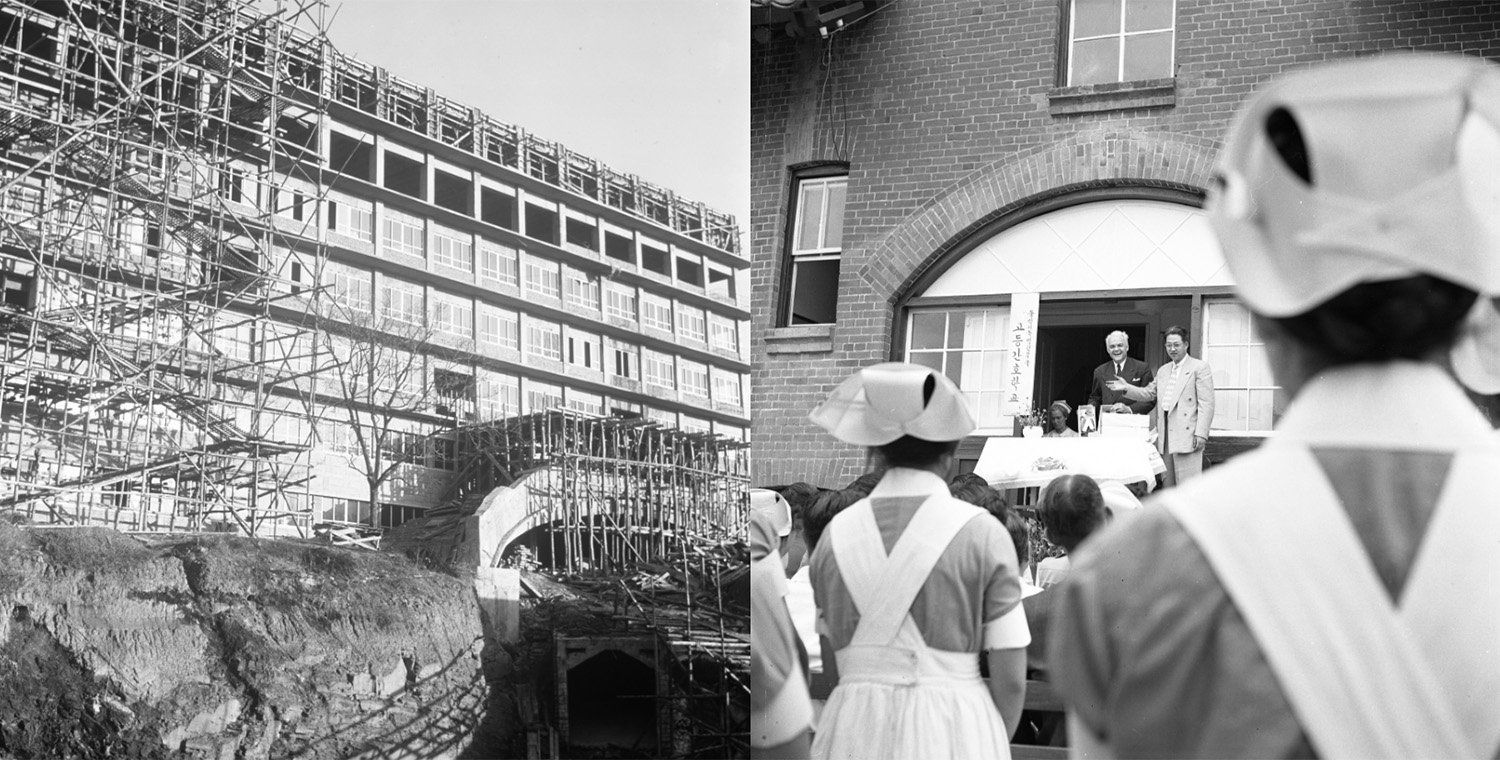 Taegu nurses school (Korea) construction and dedication, (left) Pearl: 145918 (right) 146051.