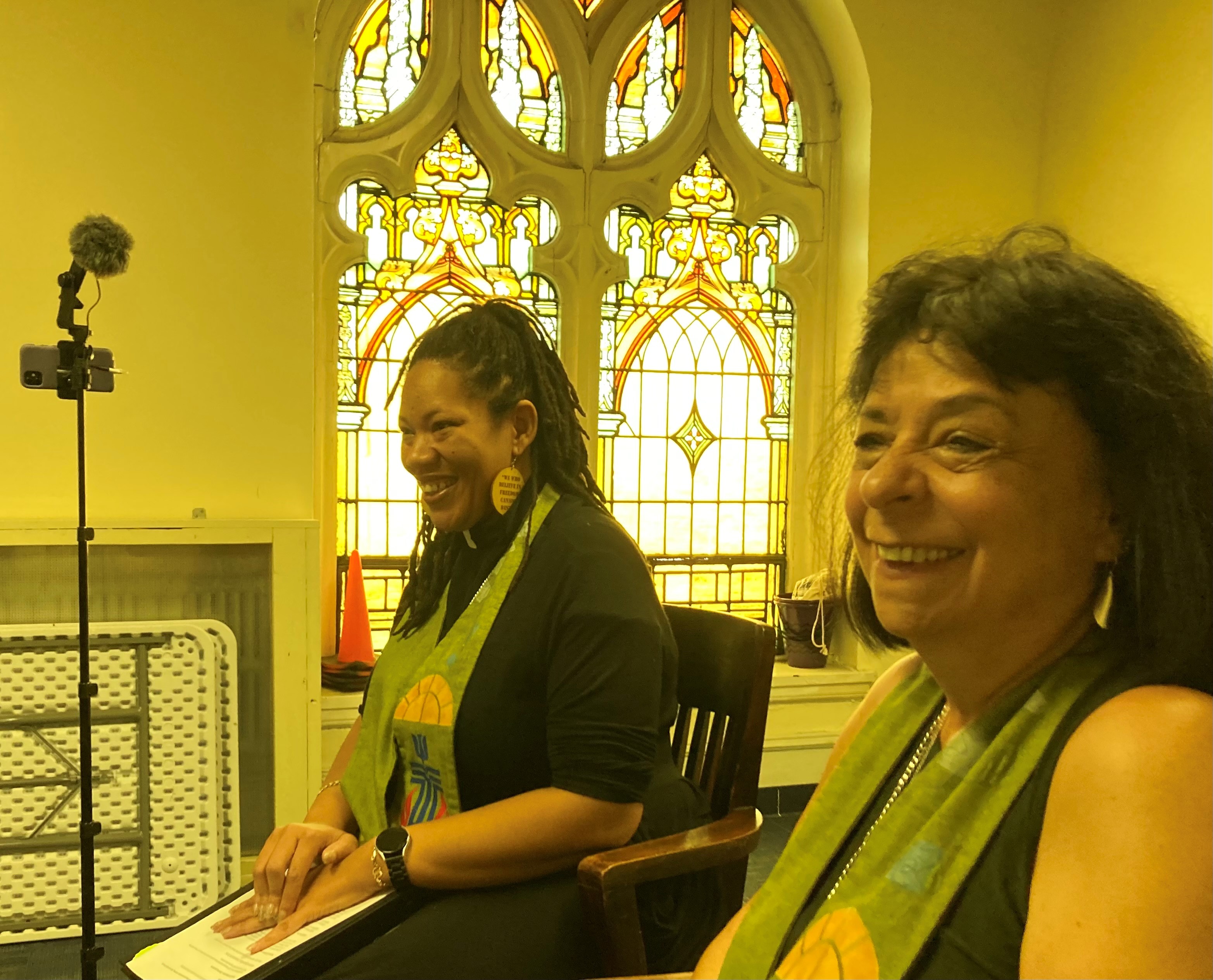 Shavon Starling-Louis (left) with Ruth Faith Santana-Grace, Philadelphia, July 2023. Photo by Fred Tangeman.
