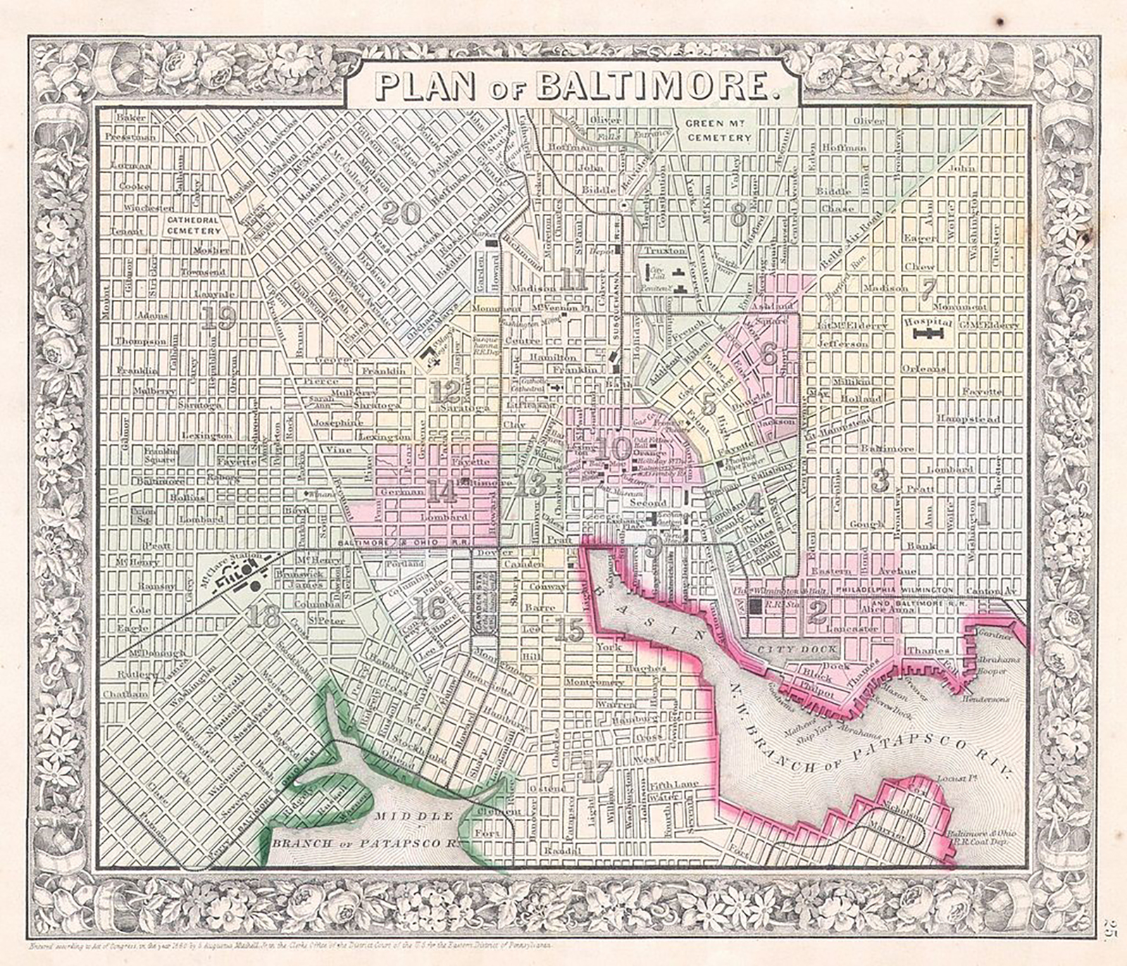 "Mitchell Map of Baltimore," 1864. Courtesy of Wikicommons.