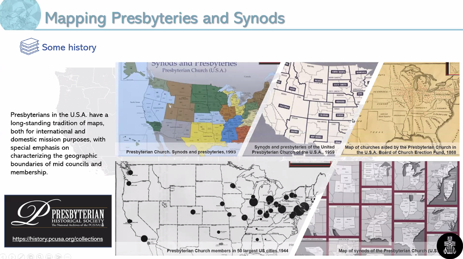 Slide showing historic mid council boundary maps provided by PHS: www.history.pcusa.org/collections 