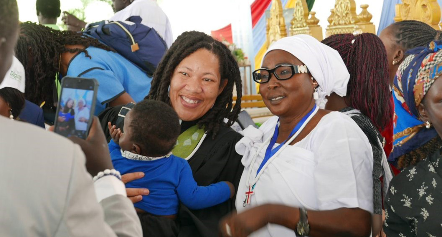 Starling-Louis (holding child) at Juba worship service, February 4. All photos courtesy of Jeff Boyd.