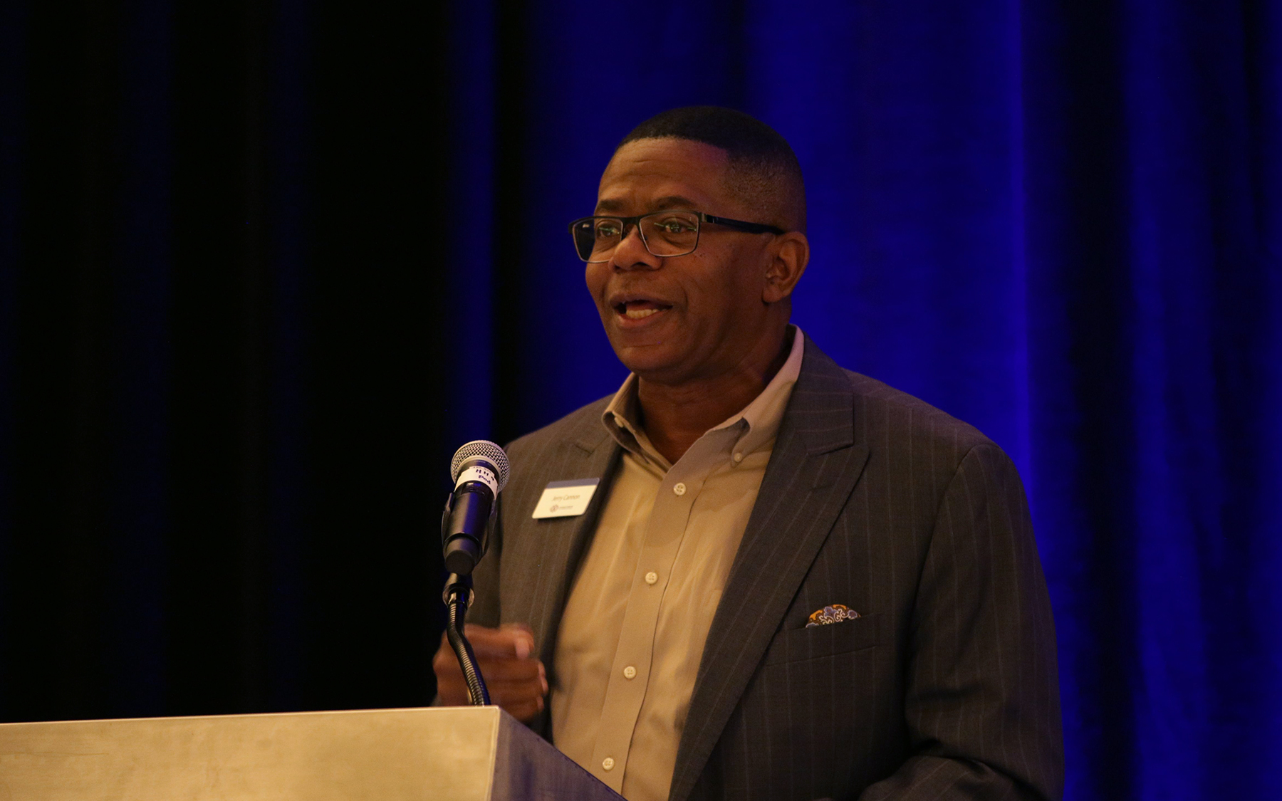 The Rev. Dr. Jerry Cannon, Vice President for Ministry Innovation with the Board of Pensions, preached during closing worship at the Policy, Benefits and Mission Conference Thursday. Photo by Randy Hobson. 