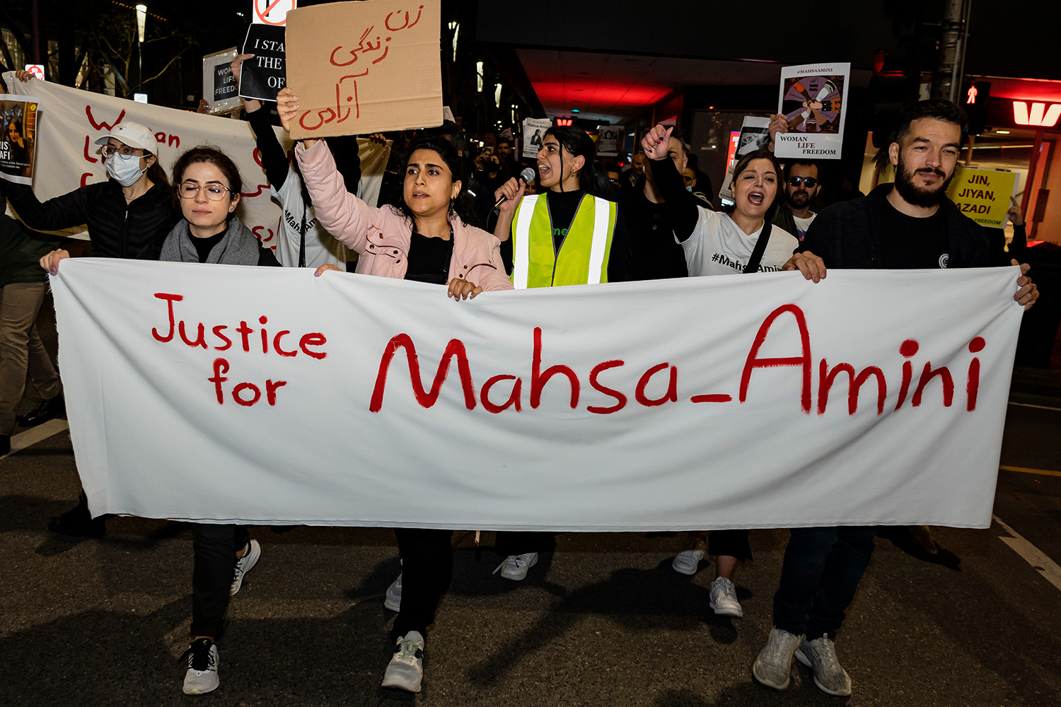  People gather in Melbourne, Australia for a second rally in a week on September 29, 2022 to stand in solidarity with the Iranian protests. Photo by Matt Hrkac.