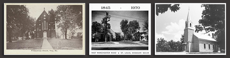 Images from the Presbyterian Historic Sites Storymap (left to right): Troy Presbyterian Church, Rock Hill Presbyterian Church, Bethel Presbyterian Church.